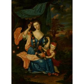 Cornelia Philippina de Boodt and Her Son Jan Cornelis d'Ablaing van Giessenburg, Depicted as Flora and an Attendant