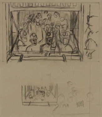 5 preparatory drawings for Going Down - The Miners