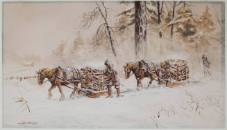 Two Horses Pulling Logs
