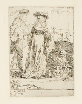 Death Appearing to a Wedded Couple from an Open Grave
