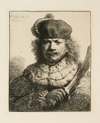 Rembrandt with a Raised Sabre