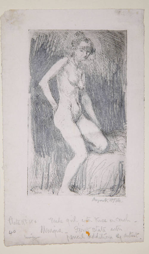 Nude Girl with Knee on Couch