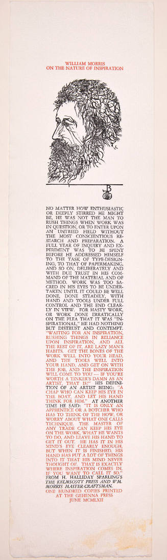 William Morris on the nature of inspiration
