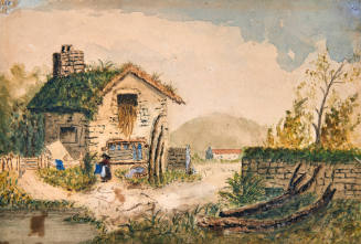 Woman in front of Cottage