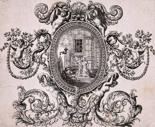 An Angel Leading a Figure up the Steps to a Door