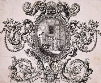 An Angel Leading a Figure up the Steps to a Door