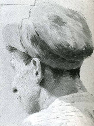 Study of a Man's Head (study for the male figure in "The Happy Meeting")