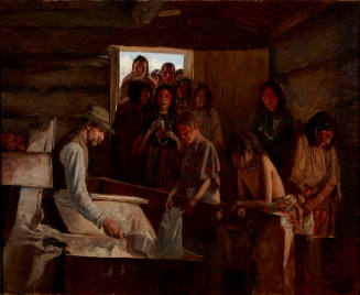 Giving Out Rations to the Blackfoot Indians, N.W.T.