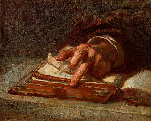 Study for left hand of "The Lawyer Pleading His Case"