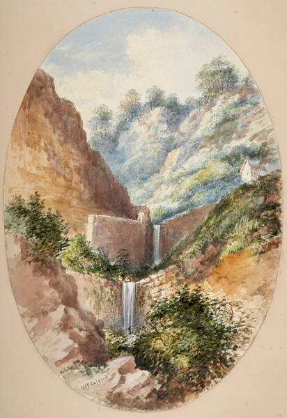 Hilly Landscape with Waterfalls
