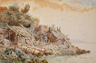 Indian Campsite, Beached Canoes