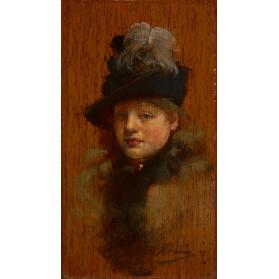 Head of a Girl in a Black Hat