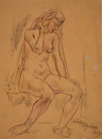 Drawing - Draped Nude