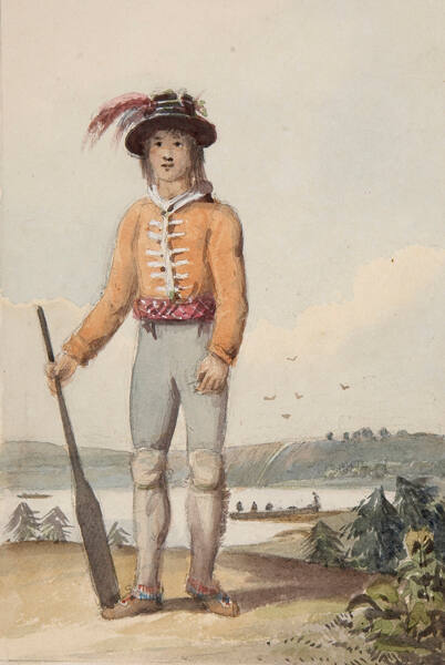 An Indian Holding a Paddle