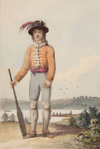 An Indian Holding a Paddle