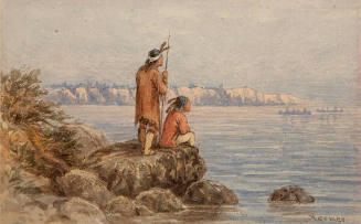 Indians Observing Canoes