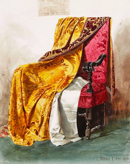 Red Chair with Drapery