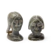 Pair of Minature Portrait Busts Depicting Traditional Hairstyles of Women