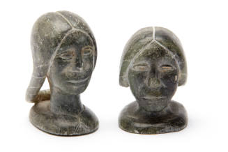 Pair of Miniature Portrait Busts Depicting Traditional Hairstyles of Women
