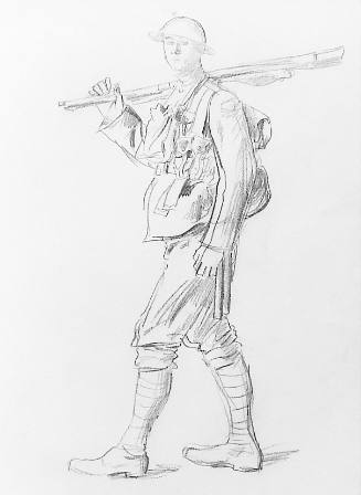 Walking Infantry Man with Rifle on his Shoulder