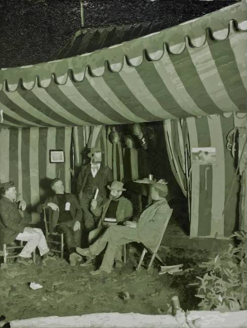 Men Conversing at Bar Tent, Bohemian Grove ca 1900