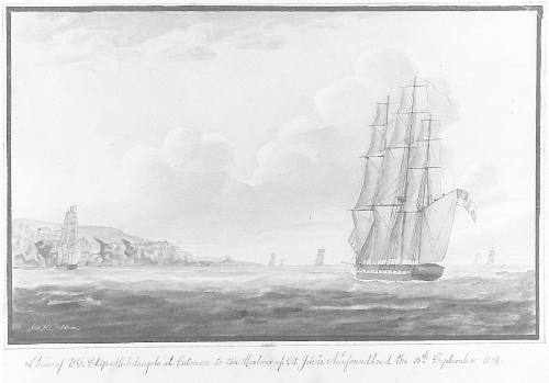 A View of the U.S.S. Michelangelo at Entrance to the Harbour of St. John's Newfoundland, the 15 September, 1834.