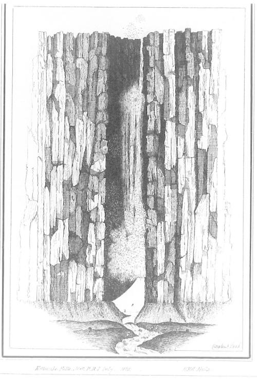 Kittiwake Falls. N.S.P. RI July. 1825. HMS Hecla