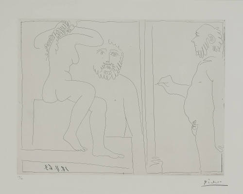 Pablo Picasso, Peintre et model a l'ottomane, 1963.