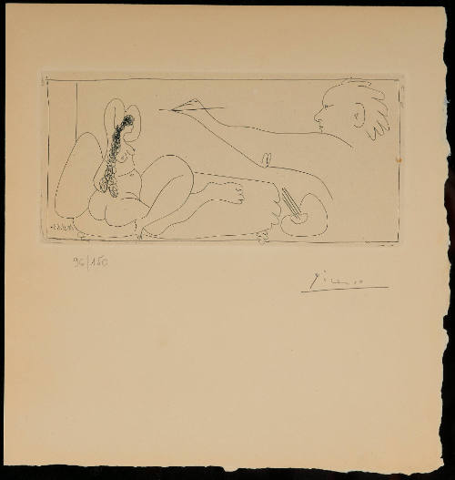 Pablo Picasso, Peintre et model a l'ottomane, 1963.