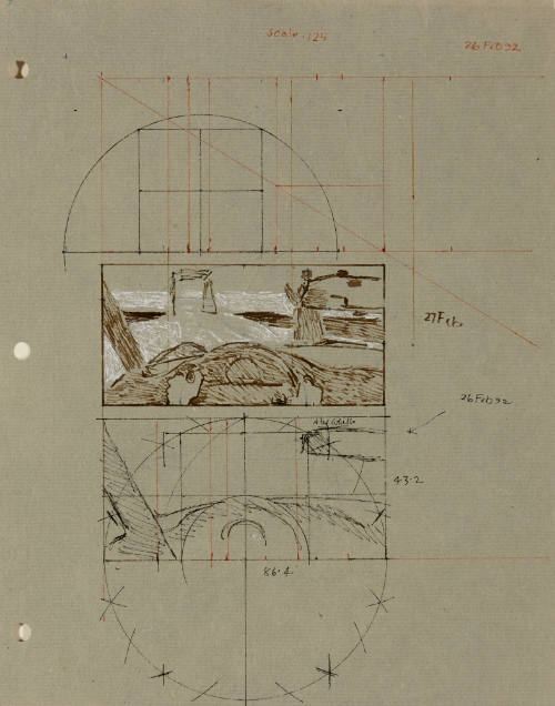 Traveller Sketches: Two Geometric Compositional Ideas and One Study View Thru Windshield