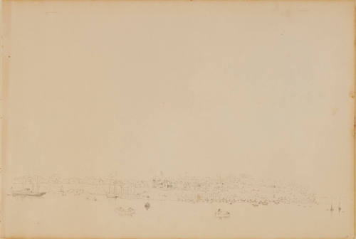 View of Manitowaning with Indigenous Wigwams and Groups during the 1845 Assembly for the Receipt of Presents