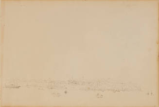 View of Manitowaning with Indigenous Wigwams and Groups during the 1845 Assembly for the Receipt of Presents