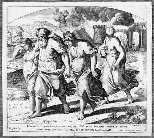 Lot and his Familty Fleeing Sodom