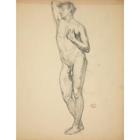 Male Nude with Right Arm Raised/Nu avec main droit en haut