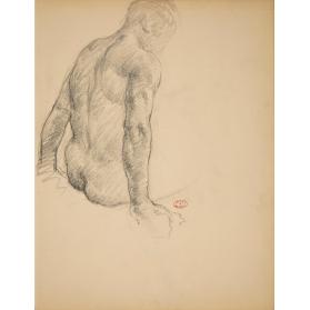 Seated Nude Male Back/Homme nu assis, dos