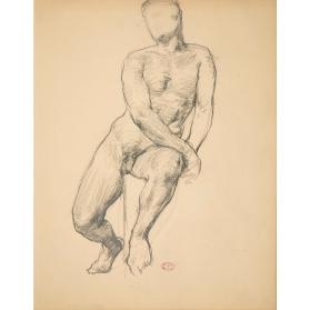 Seated Male Nude Twisting to Right/Homme nu assis se tournant vers la droite